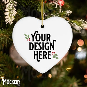 Ceramic Heart ornament mockup | Heart-shaped ornament mockup | Digital file blank heart ornament | Christmas ornament mockup | Newlywed mock
