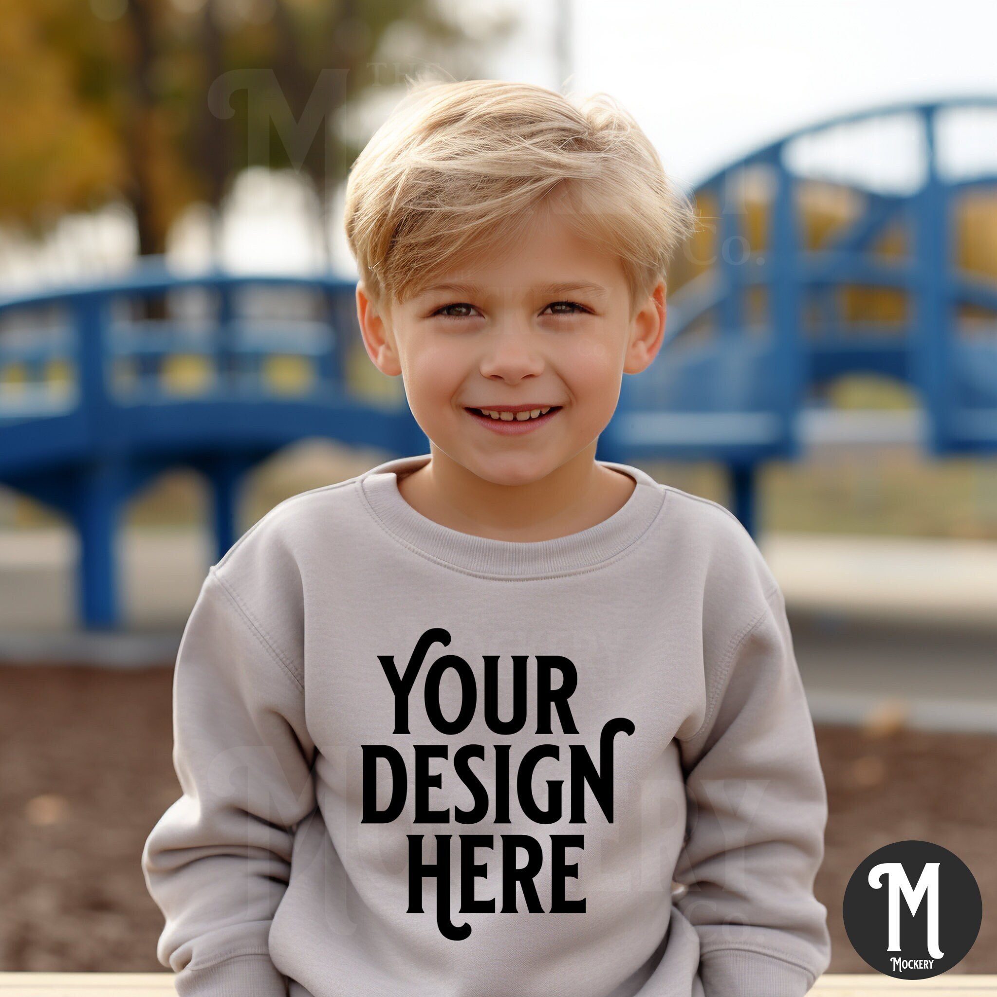 Boy Gray Sweatshirt Mockup Kids Grey Sweatshirt Mockup Youth Gildan