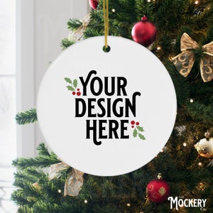 Ceramic Circle ornament mockup | Circle shaped ornament mockup | Digital file blank circle ornament | Christmas ornament mockup
