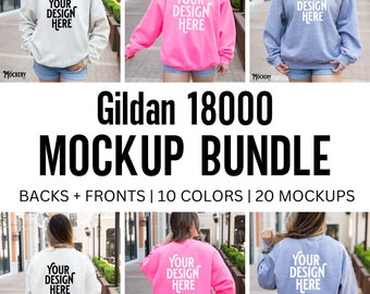 Mockup Bundle Gildan 18000 Sweatshirts | G180 Crewneck Mocks | G180 Mockup Bundle | Fronts and Backs Mockups | Urban Genz Gildan Mock-ups
