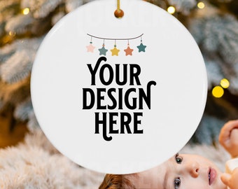 Baby's erste Weihnachtsverzierung Mockup | Keramik Kreis Ornament Mockup | Kreisförmiges Ornament Mockup | Digitale Datei blanko Kreis Ornament