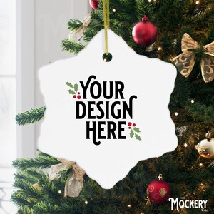 Ceramic Snowflake ornament mockup | Snow flake shaped ornament mockup | Digital file blank snowflake ornament | Christmas ornament mockup