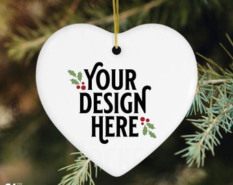 Keramik Herz Form Printify Ornament Mockup | Herz Ornament Mockup | Digitale Datei blanko Herz Ornament | Weihnachtsschmuck Mockup