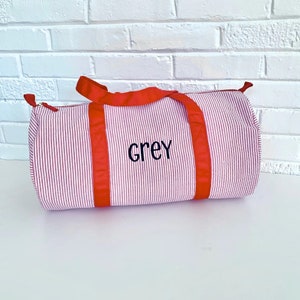 Children&#39;s Seersucker personalized duffle bag, duffle bag, seersucker