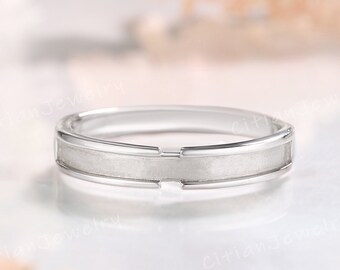 Minimalist Mens Wedding Band White Gold Matching Ring Handmade Ring Mens Wedding Ring Custom Promise Ring Anniversary Rings For Men