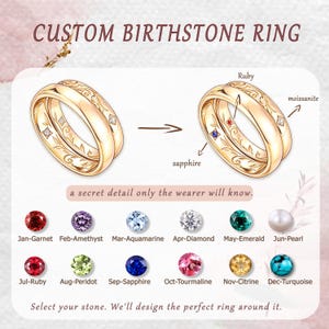 Custom Order Birthstone Ring Zodiac Gift Couple Ring