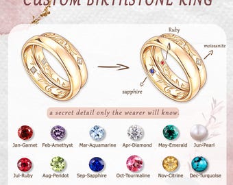Anello personalizzato con pietra portafortuna, segno zodiacale, regalo per coppie