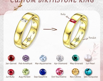 Custom Order Birthstone Ring Zodiac Gift Couple Ring