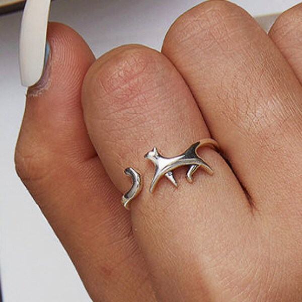 Silver Cat Ring - Etsy