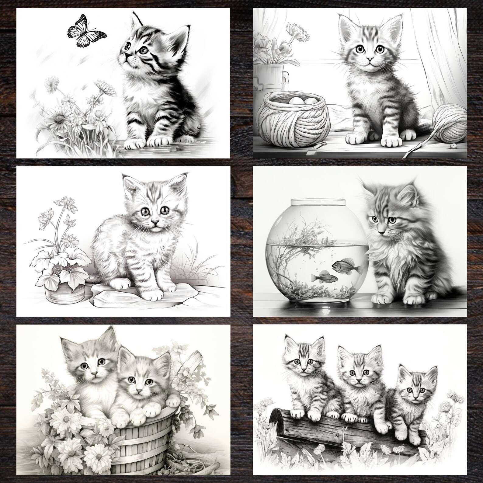 Realistic Grayscale Printable Coloring Book Pages for Adults Playful ...