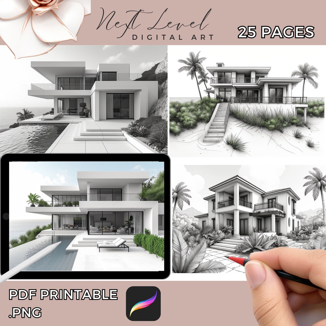 House Coloring, Printable Grayscale Coloring Pages Detailed Coloring ...