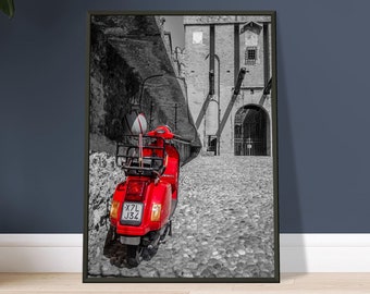 Wandbild Italien | Leinwandbild | Poster im Rahmen | Wandbild mit Farbakzent | Poster Rot |  Poster Italien | Colorkey | Wandbild Rahmen