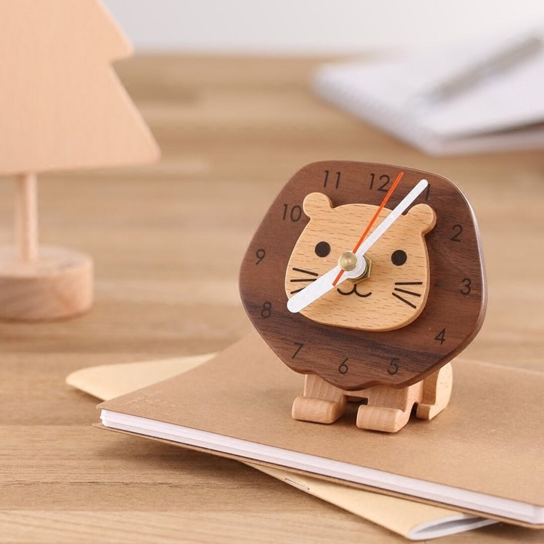 Wooden Wakeup Alarm Clock Cute Animal Alarm Clock Creative Etsy