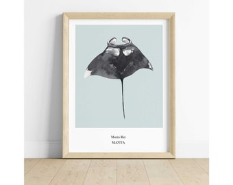 Mantarochen Lernposter Geschenk für Lehrer Klassenzimmer Dekor Ozean Themed Wall Art Marine Life Print Nautik Wissenschaft Biologie Poster MINT
