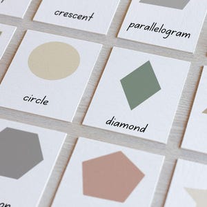 Geometric Shapes Montessori Nomenclature 3 Part Classification Flash Cards Printable Homeschool Matching Game Preschool Classroom Decor