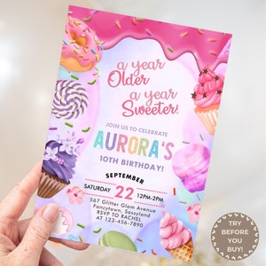 Editable ANY AGE Candyland Celebration Birthday Party Invitation Sugar Rush Birthday Invite Personalized Instant Download Sweet Treats Evite