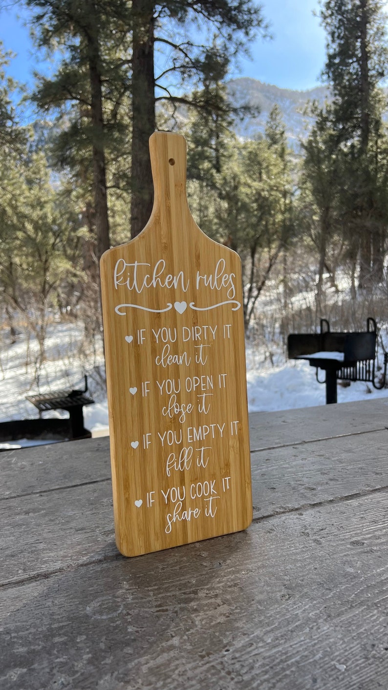 Cutting Board Kitchen Rules Etsy