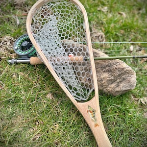 Handmade Fly Fishing Net | Painted Perch • Maple