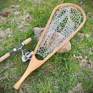 Handmade Fly Fishing Landing Net | Paddle design • Cherry • Maple