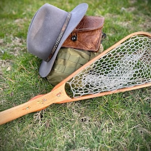 Handmade Fly Fishing Net | Painted Flies • Cherry • Maple