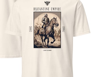 Byzantine Cotton T-Shirt with Epic Design of the Eastern Roman Empire Cavalry in Battle