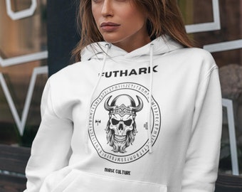 VIKING Hoodie | Warrior Design with Futhark Runic Alphabet | Nordic Culture | Premium Quality