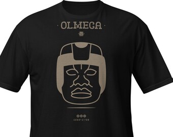 OLMEC shirt from the Mesoamerican culture, featuring iconic indigenous design.