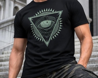 All Seeing Eye T-Shirt, Occult Symbol Shirt, Sacred Geometry Tee, Mystic Triangle Eye Shirt, Spiritual Streetwear, Gift for Him Her