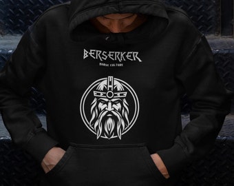 Viking Hoodie, Berserker Norse Culture Design with Nordic Runes, Scandinavian Mythology