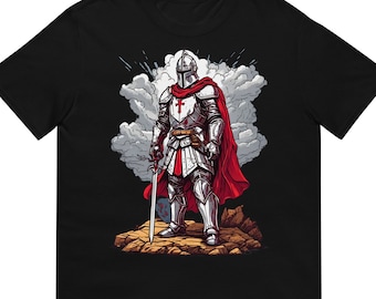 Templar Knight shirt in vintage colors, Symbol of faith and redemption, Legendary medieval warriors