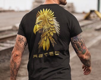UNISEX T-SHIRT AZTEC culture, iconic golden eagle, ancestral design and symbolic power, history and culture, comfort and style in each use