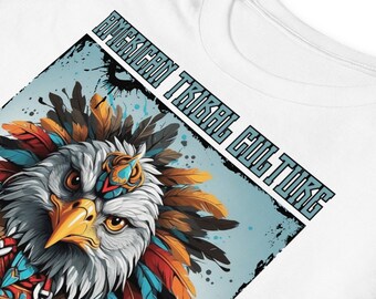 Tribal unisex t-shirt, American eagle, mystical design, ethnic style, spiritual fashion, powerful symbol