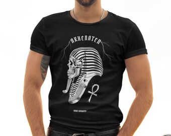 Egyptian Akhenaten and Ankh Symbol T-Shirt | Gothic Egyptian Mythology Design | Enigmatic Cultures of History