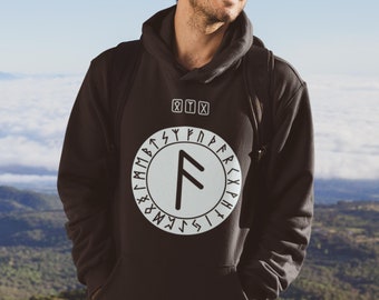Viking Hoodie with Ansuz Rune – Norse Mythology, Nordic Symbols, and Viking Culture Apparel