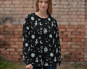 Bring the Magic of the Universe with You with Our Handcrafted Sweatshirt. Experience the Art and Beauty of Symbols and Constellations.