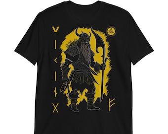 Connect with Norse Culture, Viking T-shirt with warrior and Futhark design