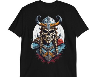 Step into Norse culture with our vintage style Viking skull t-shirt