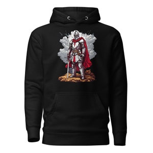 Knights Templar Hoodie, Crusader Knight Hoodie, Medieval Warrior Sweatshirt, Christian Knight Clothing, Templar Armor Hoodie, Gift for Him