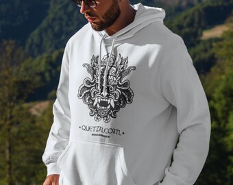 Discover the Mayan Mysticism in this Hoodie of Quetzalcoatl, The Feathered Serpent, Ancestral Gods and Spiritual Heritage