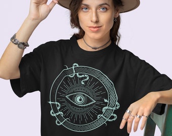 Mystical t-shirt with esoteric design and ancestral symbology, Find the perfect gift with the enigmatic all-seeing eye