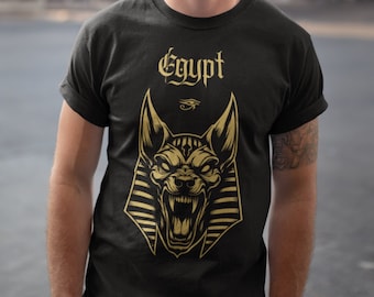 Egyptian T-shirt of the God ANUBIS, Dark Gothic Design from Egyptian mythology.
