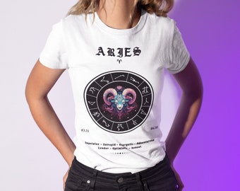 Aries t-shirt, mystical print of the Aries sign, zodiac fashion