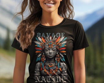 Tribal shirt inspired by Mesoamerican culture, Discover the mystique of Native Americans.