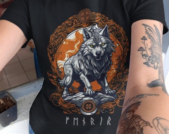 Unleash Your Warrior Spirit!! FENRIR Viking T-shirt. Feel the Strength and Connection of this Legendary Symbol, Scandinavian Mythology.