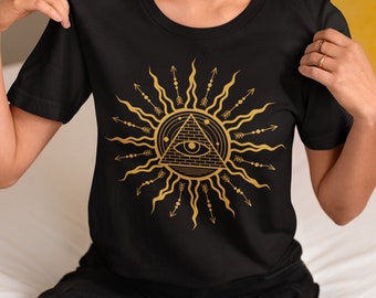 Mystical T-shirt with Esoteric and Occult Symbology, Connection Symbol, Discover Magic,