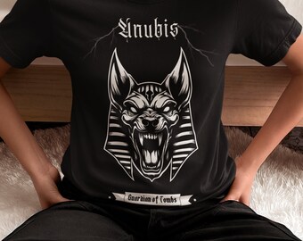Egyptian god ANUBIS t-shirt, Gothic design of the Egyptian deity.