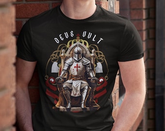 KNIGHTS TEMPLAR  Men shirt, medieval black knight, crusaders, Deus vult, draw of Templar