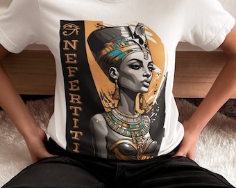 NEFERTITI T-shirt, Egyptian Queen, Mystical and Elegant Design, Spiritual Fashion, Ancient Art T-shirt