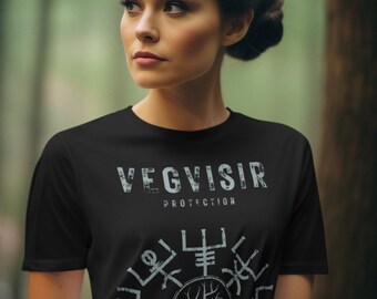 Discover the Vegvísir shirt, Scandinavian Compass and Nordic Symbol, Viking style full of mysticism with a worn effect