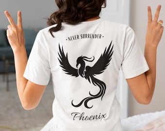 Motivational phoenix t-shirt, resurrection mystical back print